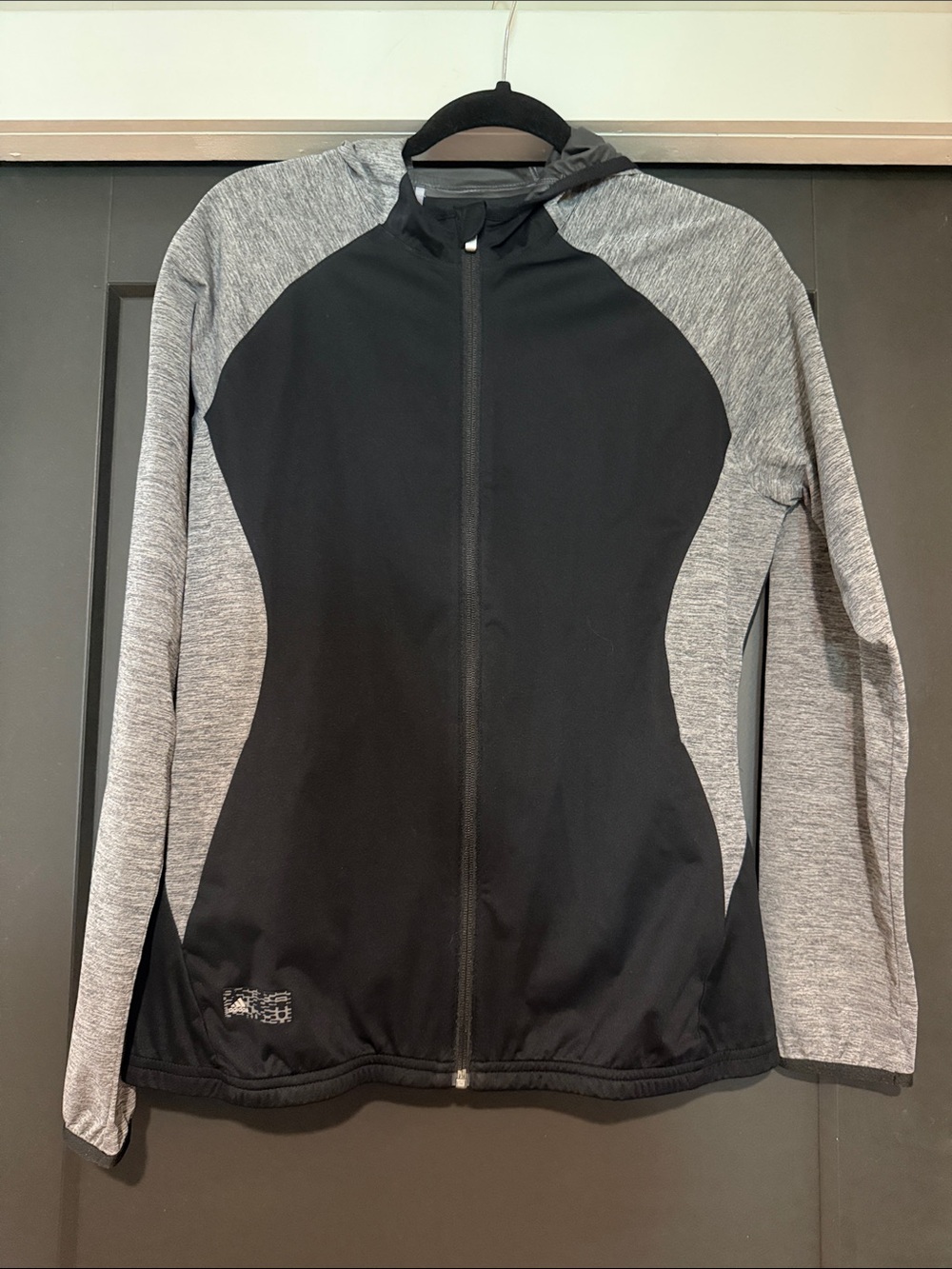 adidas Black and Light Gray Full-Zip Golf Rain Jacket